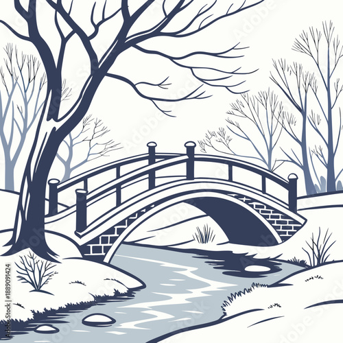 Wallpaper Mural Serene winter bridge Torontodigital.ca