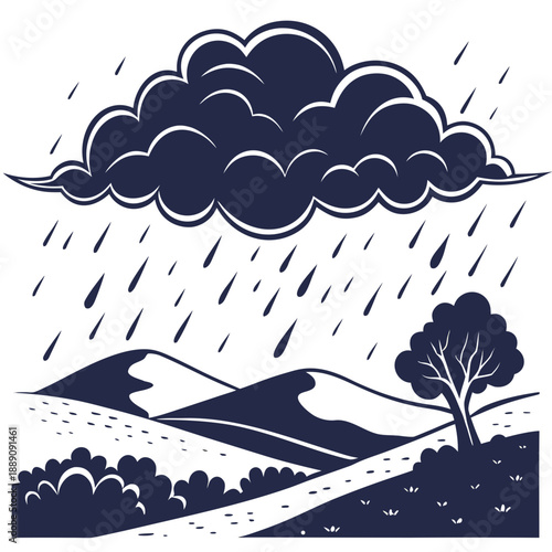 Rainy mountain landscape