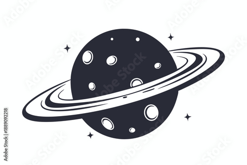 A stylized celestial sphere, with prominent rings and scattered stars, floats against white space