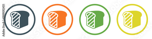 bread slice toast bakery icon set