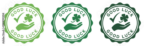 good luck clover badge icon set