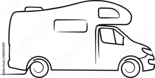 Simple line drawing of a recreational vehicle or camper van
