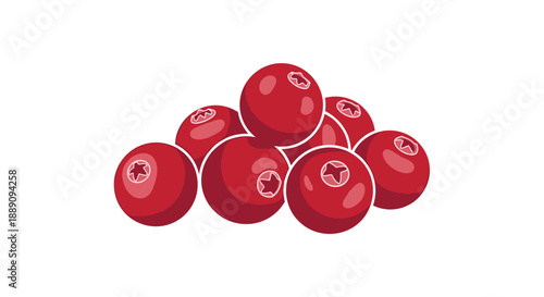 Small heap of ripe red cranberries with white highlights and dark details isolated on a clean and plain white background.