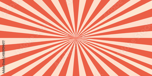 A vibrant burst of radiating lines in shades of red and cream