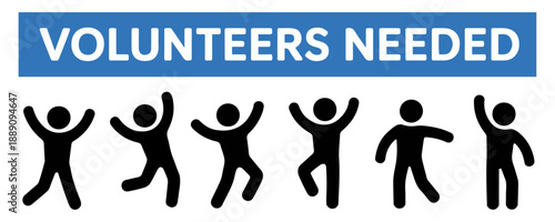 volunteers needed group people icon banner