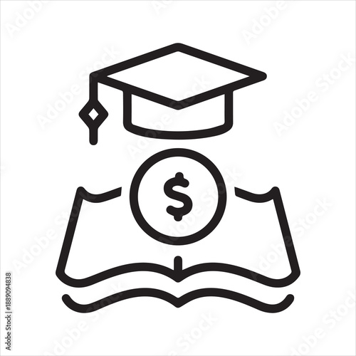 Black line icon for scholarship