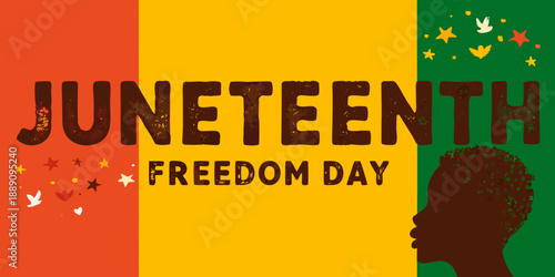 Juneteenth freedom day celebration with silhouette and colorful background