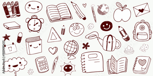 Charming school supplies and cute doodles create a whimsical learning aesthetic