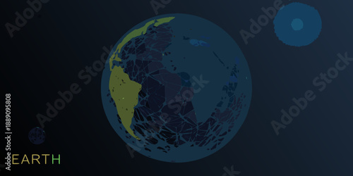 earth from space with moon and stars in the background