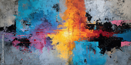 Abstract Graffiti Wall Art with Vibrant Colors