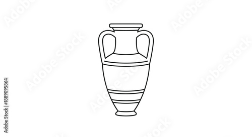 Elegant line art drawing of a classical Greek amphora vase representing ancient pottery and historical Mediterranean culture and craftsmanship.