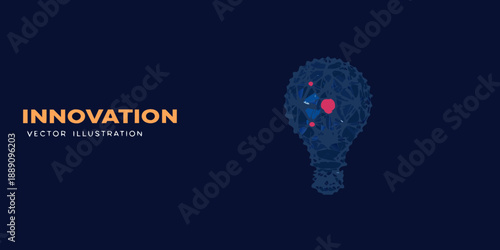 Innovation concept a glowing lightbulb formed from a network of connected lines