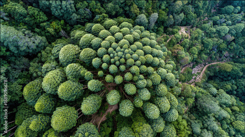 Aerial View of Lush Green Forest with Dense Canopy