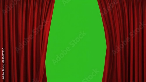 Red Curtains with Green Screen – Theatrical Reveal for Digital Compositing
