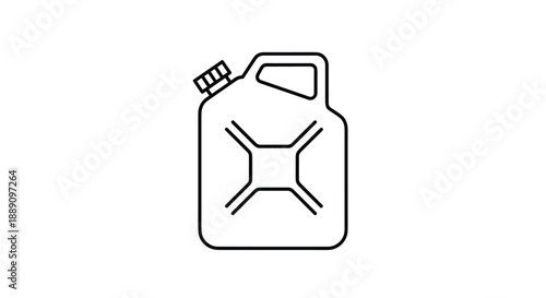 Simple line art icon of a plastic canister used for carrying fuel oil or gasoline against a plain white background for easy use.