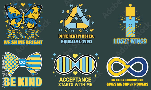 Vibrant autism awareness symbols and quotes for support and acceptance