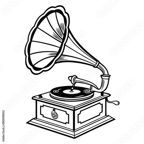 Vintage gramophone playing record