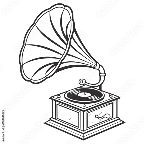 Vintage gramophone playing record