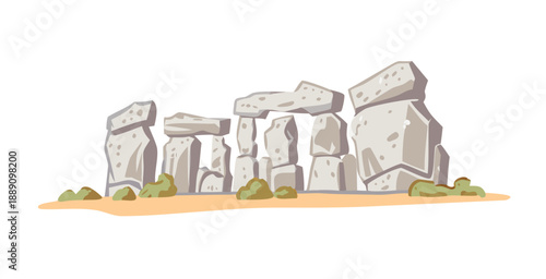 Ancient stone monument in grassy field