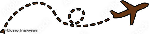 vector illustration The airplane is illustrated in a brown color, which gives it a warm and earthy appearance. This choice of color can evoke feelings of stability and reliability, often associated wi