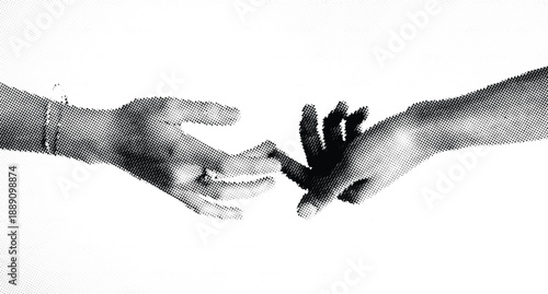 Vector illustration of two hands reaching out to touch symbolizing connection