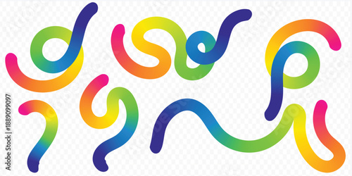 Abstract colorful line art background design.Color Gradient Lines Abstract Pattern. 3D Waves Shape Elements on White Background, Background with Wave Rainbow Ribbons.