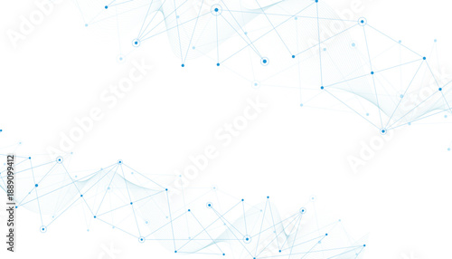 Abstract tech network connection dots. Digital technology and big data analysis background christmas tree made of stars