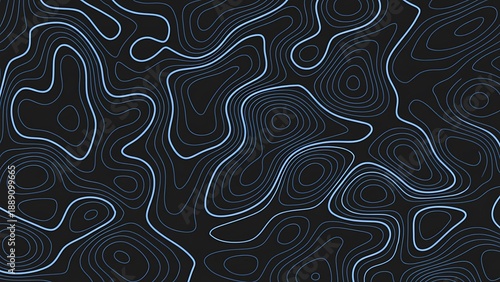 Modern abstract topographic lines design on dark background