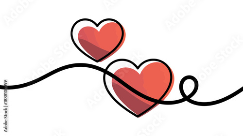 Two connected hearts illustration symbolizing love, relationship, and affection