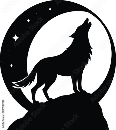 Wolf Howling at the Moon Icon