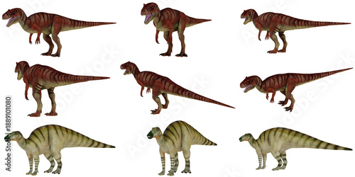 Illustration of various dinosaurs in different poses
