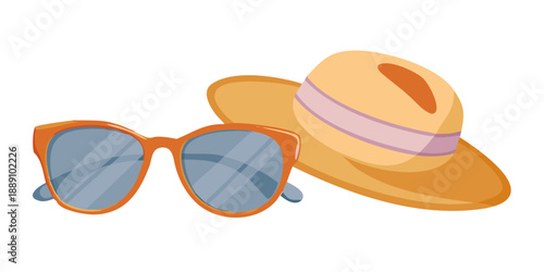 Straw hat and sunglasses