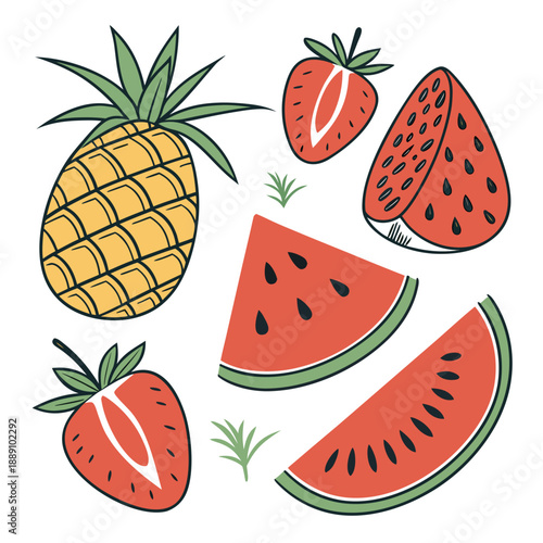 Colorful assorted fruits illustration