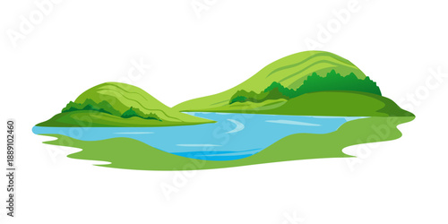 Serene river valley landscape