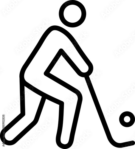 Hockey Player line Icon, Ice Hockey Athlete Symbol, Sports Hockey Illustration