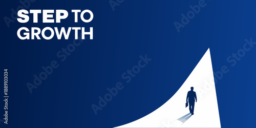 A silhouetted figure ascends a bright angled path toward growth