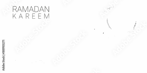 Ramadan kareem greeting with a minimalist crescent moon illustration