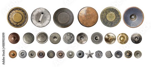Photos Assortment of metal jeans buttons and rivets