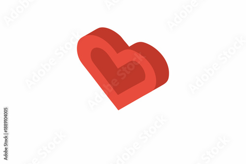 A vibrant red three dimensional heart shape isolated on white