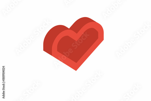 A three dimensional red heart shape isolated on a white background