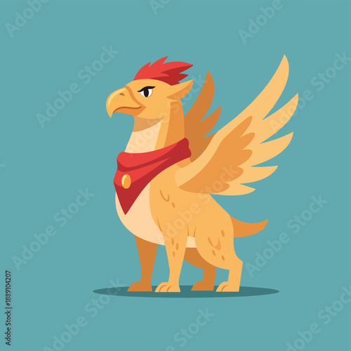 Cartoon Griffin with Red Kerchief