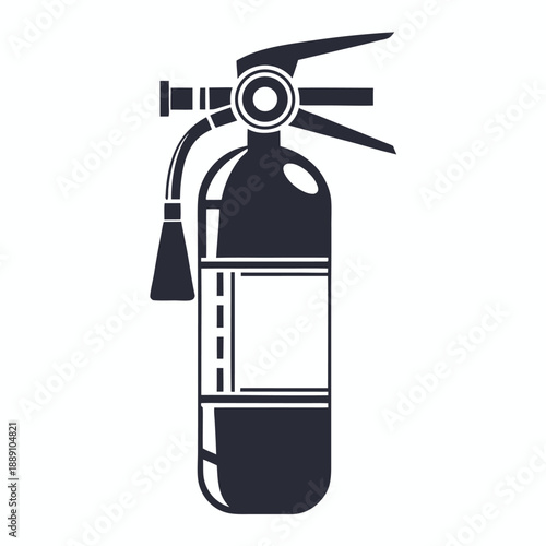 An artistic silhouette of a fire extinguisher encircled by energy and scattered dots emits power