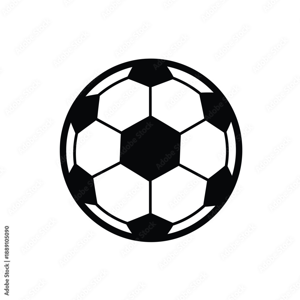 Fototapeta premium Vector illustration icon a black and white illustration of a soccer ball on a plain