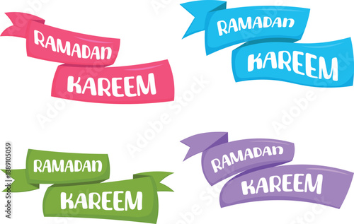 Colorful ramadan kareem banners