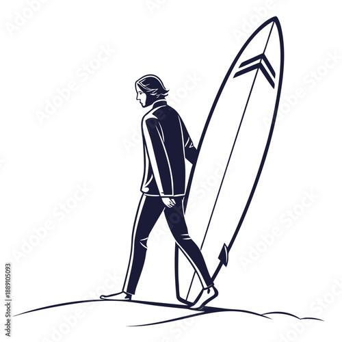 Surfer carrying board to beach