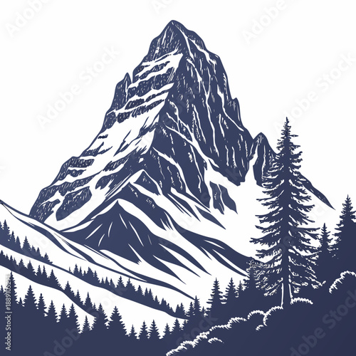 Majestic mountain peak silhouette