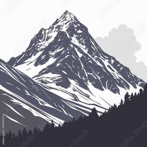 Majestic snow-capped mountain peak