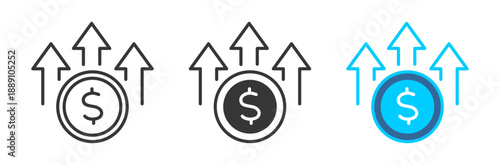 cost icon set multiple style collection	
