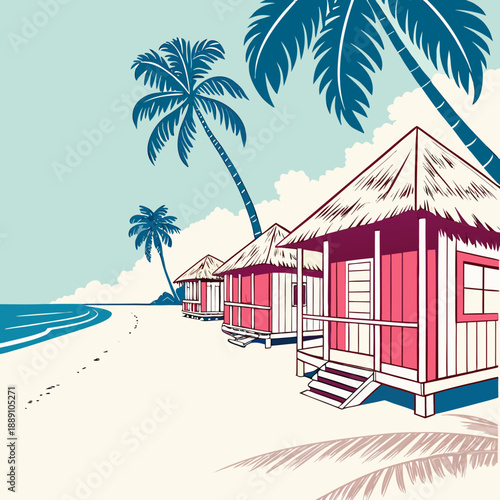 Tropical beachfront bungalows