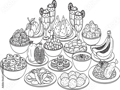 set of fruits and vegetables